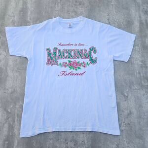 Vintage Mackinac Island Travel Tee White Single Stitch Size Large